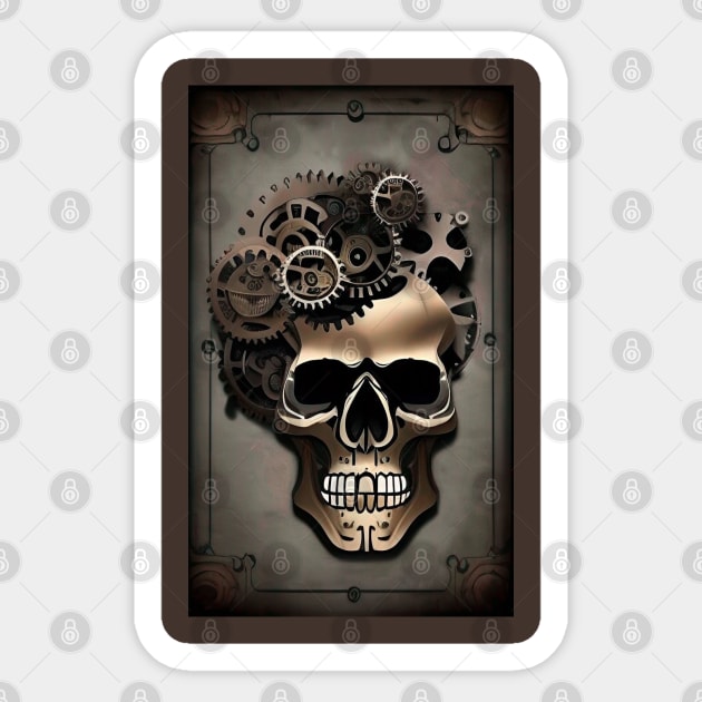 Machine Gears Machinery Cogs gears Skull Steampunk Sticker by ZiolaRosa